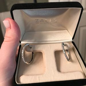 1ct TW diamond hoops in 10k white gold